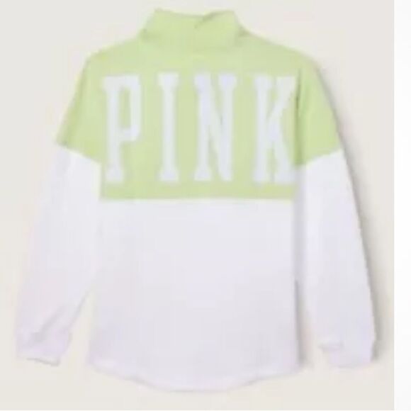 Victorias Secret Pink Varsity Half Zip Oversized Sweatshirt Green White XXL - Picture 8 of 9